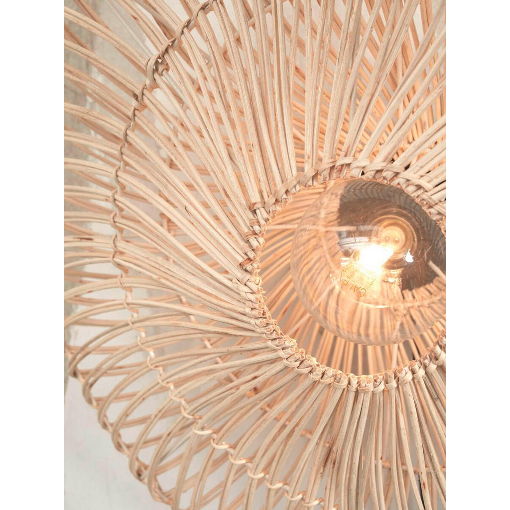 Thumbnail - Good & Mojo Wandleuchte Good & Mojo, Weiß, Naturmaterialien, Rattan, Holz,Holz, rund,rund, 12 cm, einfach zu transportie...