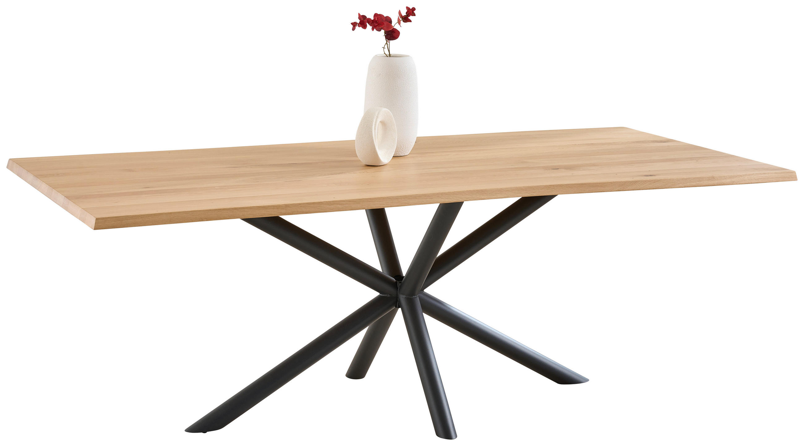 ESSTISCH Holz, Metall 220/95/76 cm  - Eiche Bianco/Schwarz, Design, Holz/Metall (220/95/76cm) - Dieter Knoll