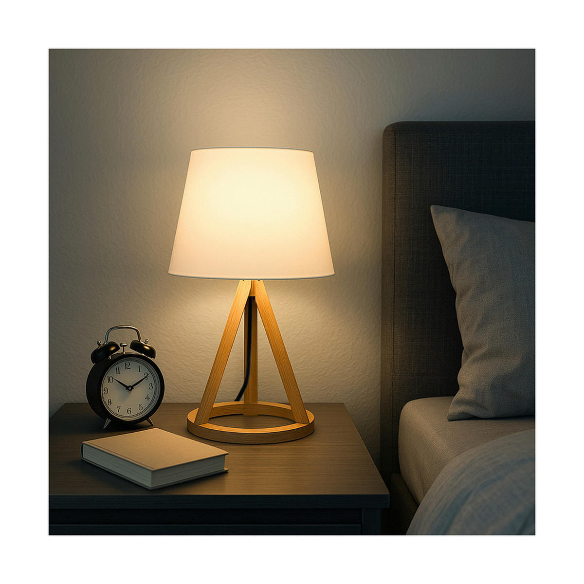 TISCHLEUCHTE 6511174 KONAN  - Hellbraun/Weiß, Natur, Holz/Textil (30cm)