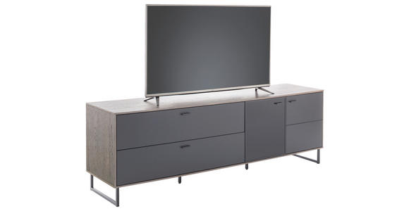 LOWBOARD in 208/68/50 cm - Eichefarben/Anthrazit, Design, Glas/Holz (208/68/50cm) - Novel