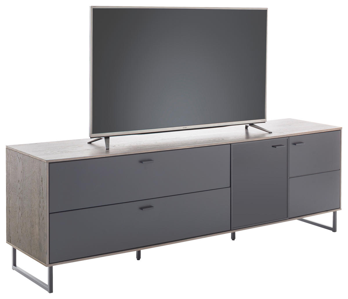 LOWBOARD  in 208/68/50 cm  - Eichefarben/Anthrazit, Design, Glas/Holz (208/68/50cm) - MID.YOU