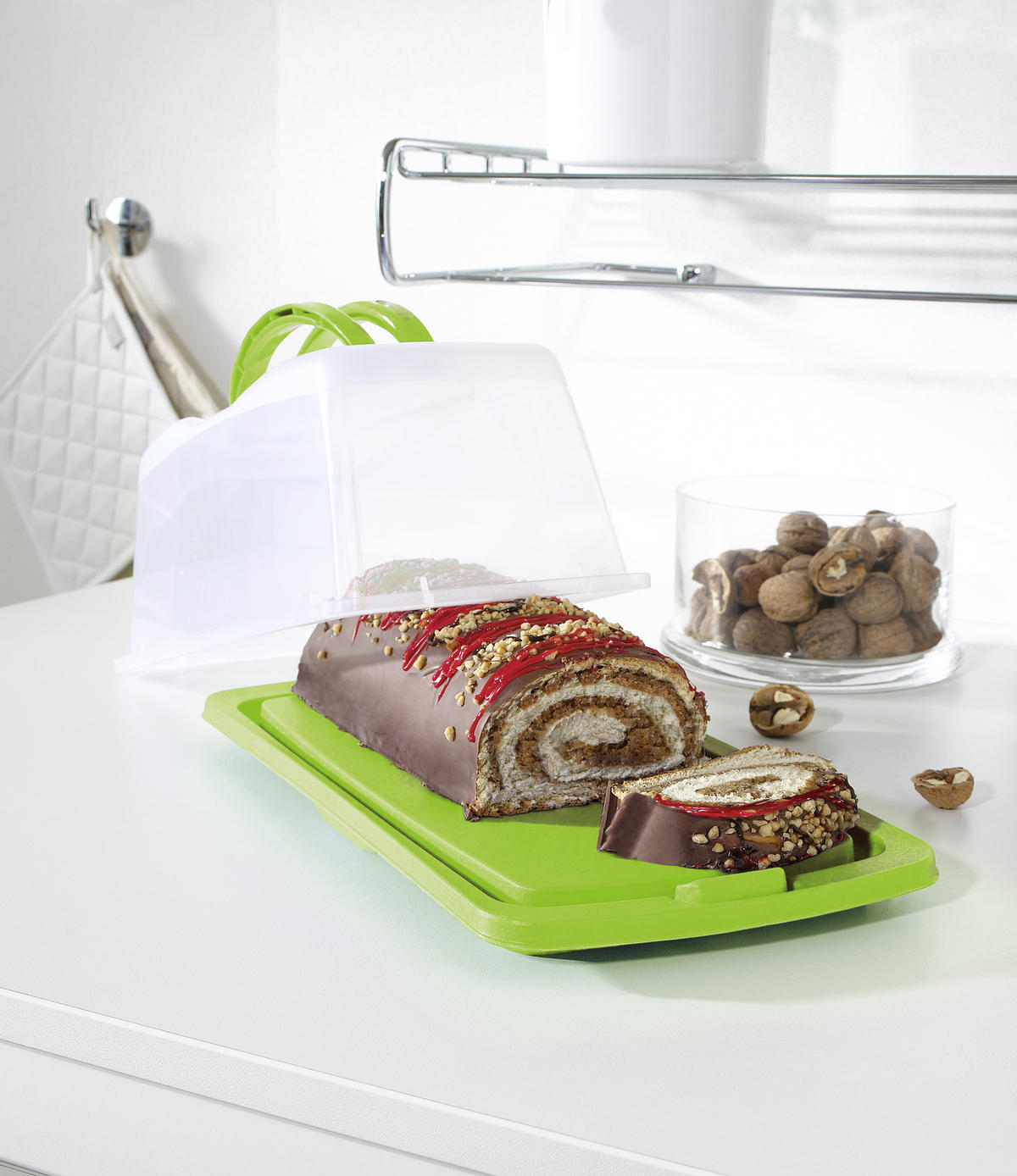 POSUDA ZA TORTE I KOLAČE    - zelena/prozirno, Lifestyle, plastika (40/15/20cm) - Homeware Profession.