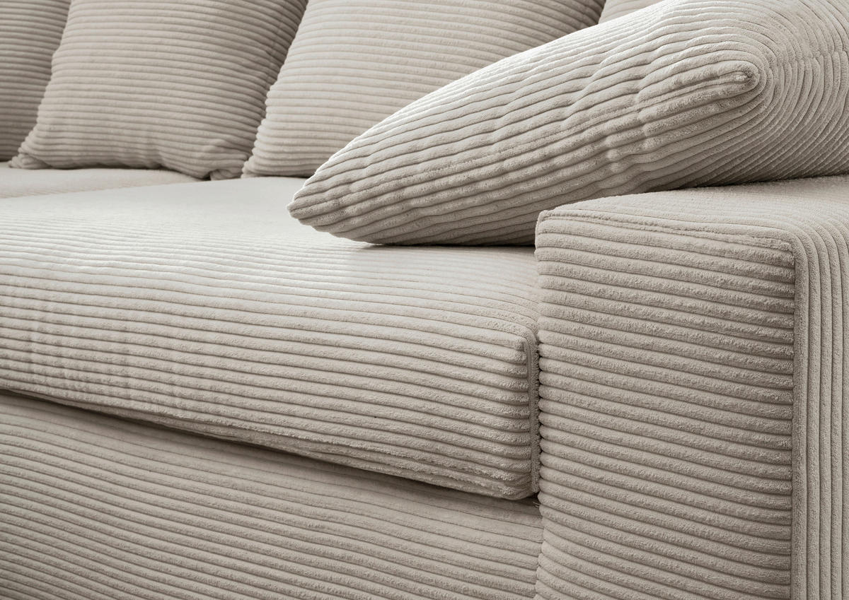 ECKSOFA in Cord Beige  - Beige/Schwarz, Modern, Kunststoff/Textil (200/278cm) - Livetastic