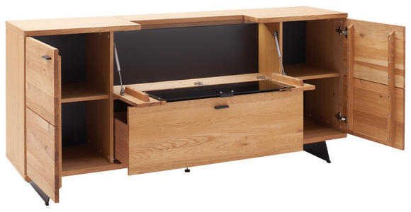 SIDEBOARD Wildeiche  190/87/44 cm  - Wildeiche/Anthrazit, Natur, Glas/Holz (190/87/44cm) - Linea Natura