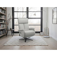 RELAXSESSEL TV TRIPLE SEVEN XTRA LARGE XL Echtleder Kopfteilverstellung, Fußteilverstellung, Rücken echt    - Hellgrau/Schwarz, Basics, Leder/Metall (86/120/86cm) - Sit & More