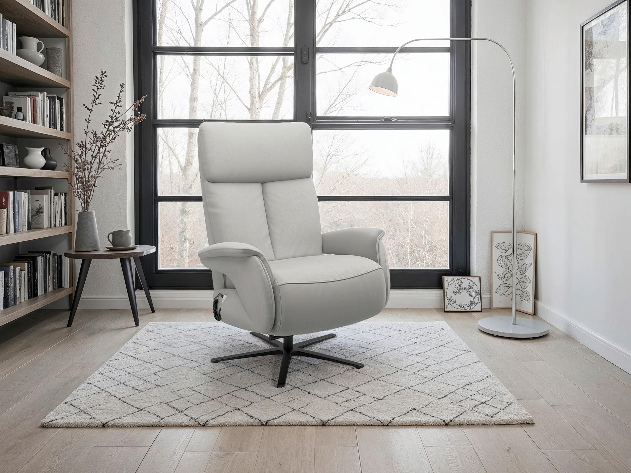 Sit & More RELAXAČNÍ KŘESLO, kůže, světle šedá