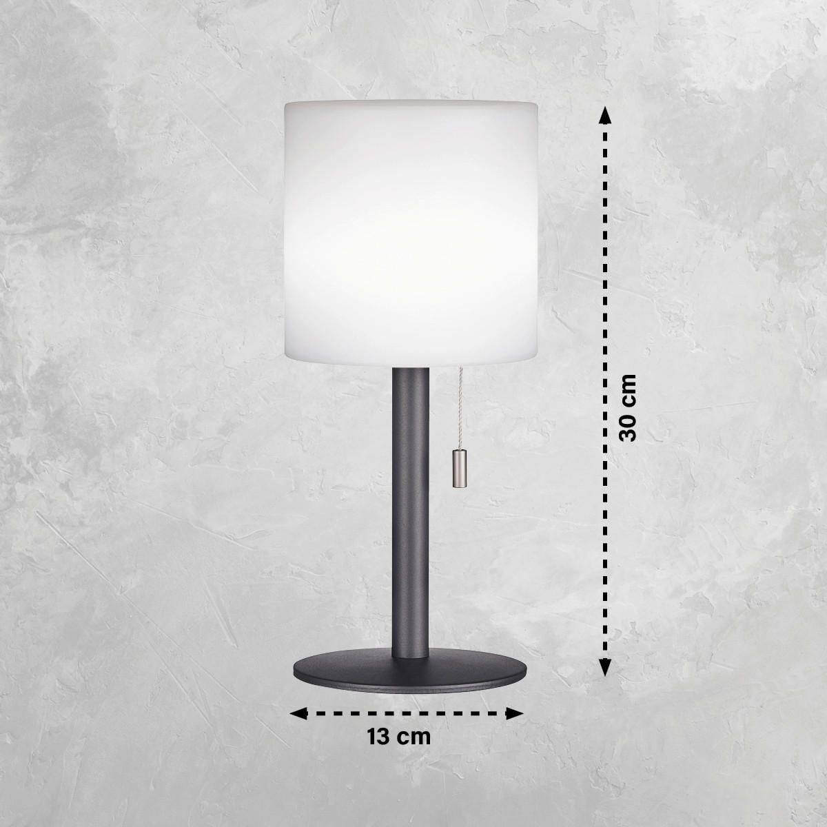 AKKUMULÁTOROS ASZTALI LÁMPA - antracit/fehér, Konventionell, műanyag/fém (13/30cm)