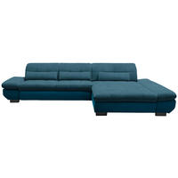 ECKSOFA in Mikrofaser Dunkelblau  - Schwarz/Dunkelblau, Design, Textil/Metall (341/204cm) - Xora