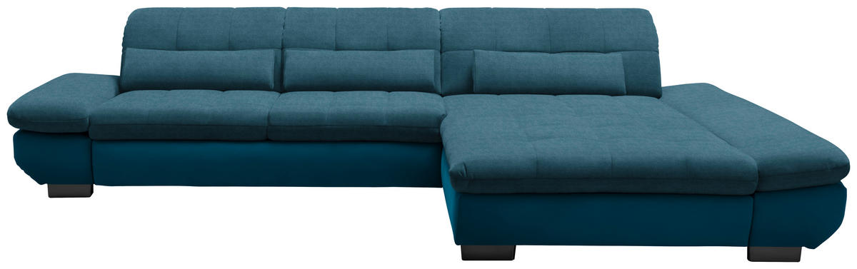 ECKSOFA in Mikrofaser Dunkelblau  - Schwarz/Dunkelblau, Design, Textil/Metall (341/204cm) - Xora
