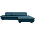 ECKSOFA in Mikrofaser Dunkelblau  - Schwarz/Dunkelblau, Design, Textil/Metall (341/204cm) - Xora