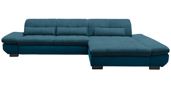 ECKSOFA in Mikrofaser Dunkelblau  - Schwarz/Dunkelblau, Design, Textil/Metall (341/204cm) - Xora