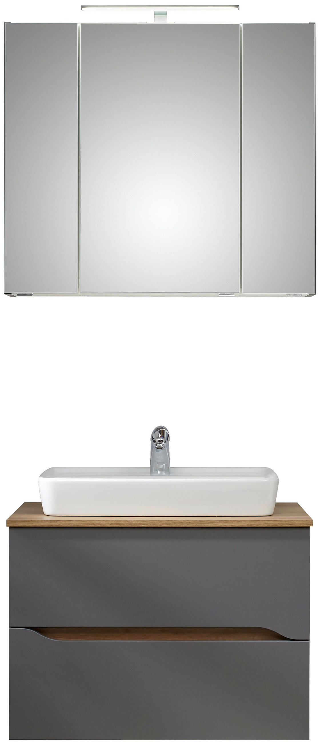 BADEZIMMER 3-teilig  in 80 cm  - Eiche dunkel/Dunkelgrau, KONVENTIONELL, Glas/Keramik (80cm) - Pelipal