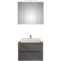 BADEZIMMER 3-teilig  in 80 cm  - Eiche dunkel/Dunkelgrau, KONVENTIONELL, Glas/Keramik (80cm) - Pelipal