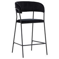 BARHOCKER-SET Samt Schwarz Stahl  - Schwarz, Design, Textil/Metall (53/97/49cm) - Livetastic