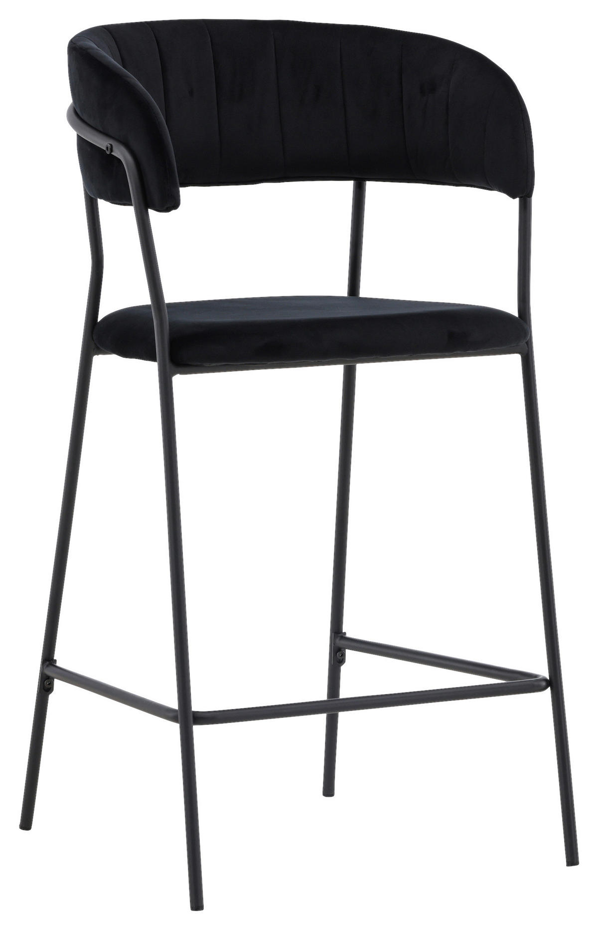 BARHOCKER-SET Samt Schwarz Stahl  - Schwarz, Design, Textil/Metall (53/97/49cm) - Livetastic