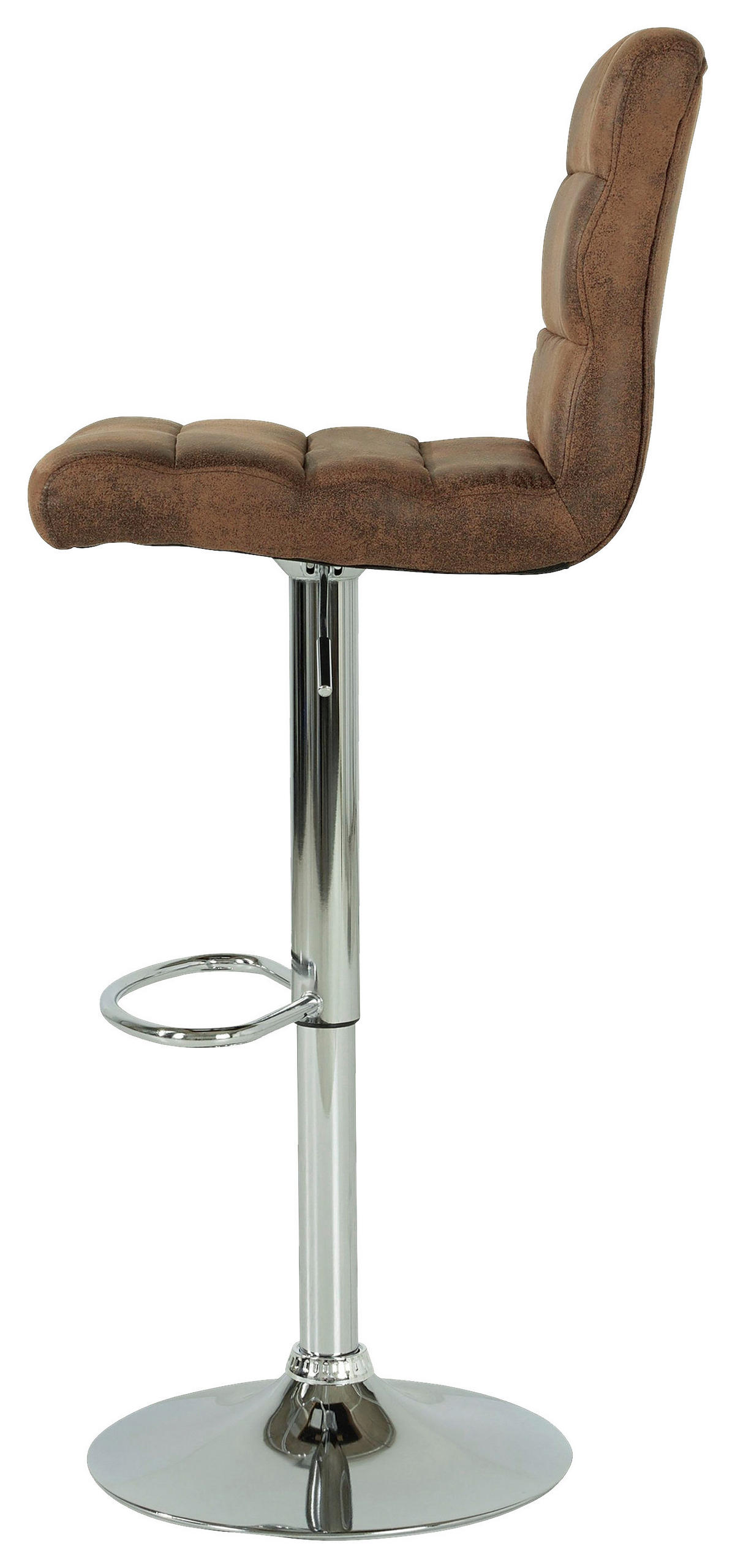 BARHOCKER-SET Lederlook Braun Stahl Sitzfläche 360° drehbar  - Chromfarben/Braun, MODERN, Textil/Metall (42/98-120/51cm) - MID.YOU