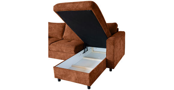 ECKSOFA Rostfarben Flachgewebe - Rostfarben/Schwarz, KONVENTIONELL, Textil/Metall (252/162cm) - Carryhome