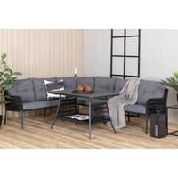 DINING-LOUNGESET 173/196 cm Stahl  - Schwarz, KONVENTIONELL, Metall (173/196cm) - Gardenson