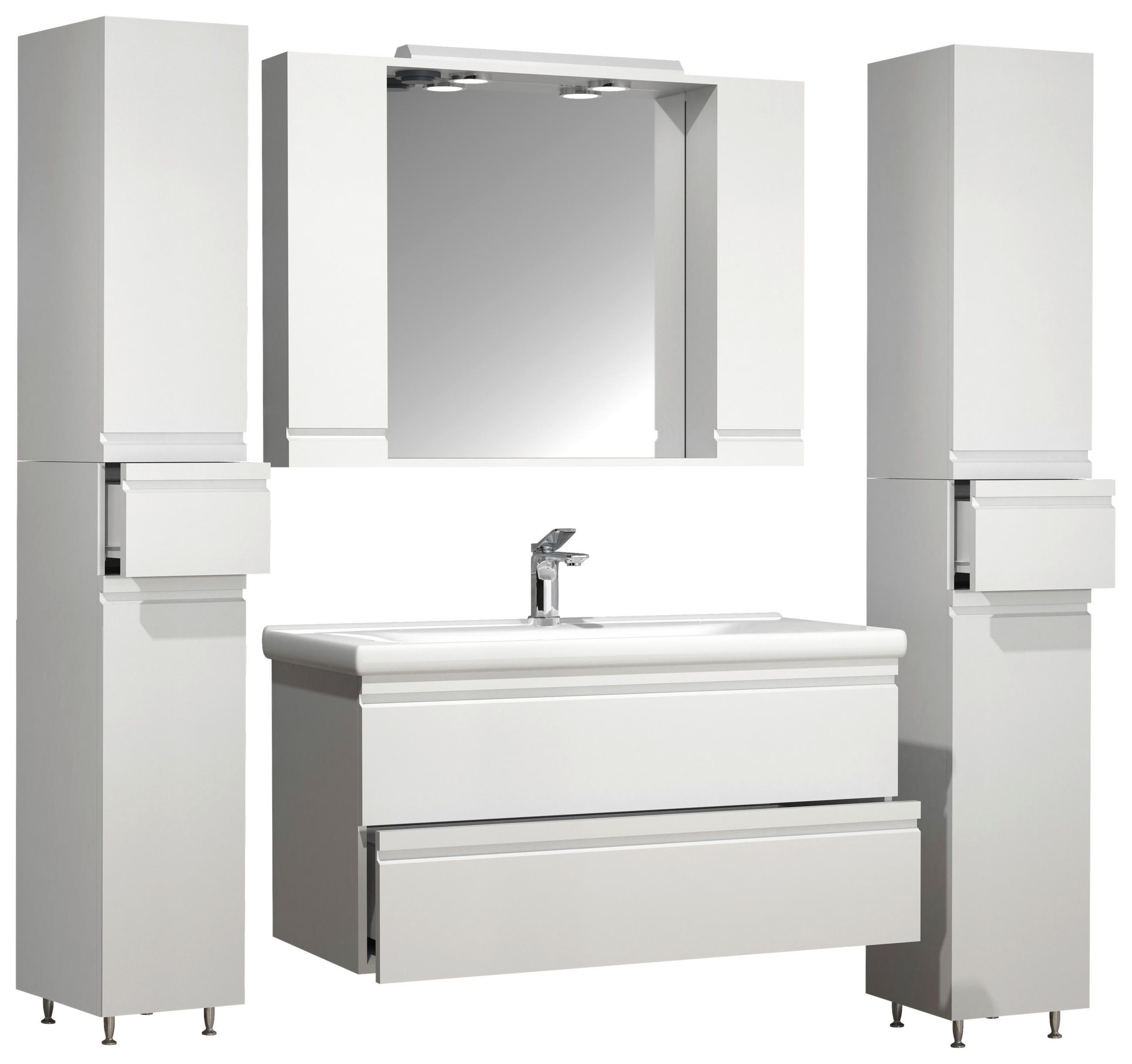 BADEZIMMER 5-teilig  in 160 cm  - Weiß, MODERN, Glas/Keramik (160cm) - MID.YOU