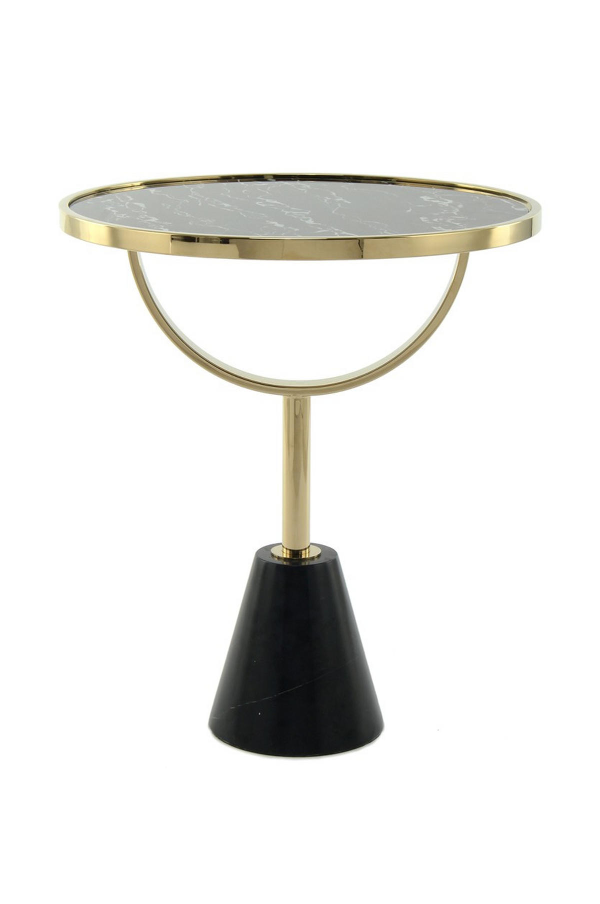 BEISTELLTISCH Schwarz, Goldfarben  - Goldfarben/Schwarz, Design, Glas/Stein (46/54/46cm) - Kayoom