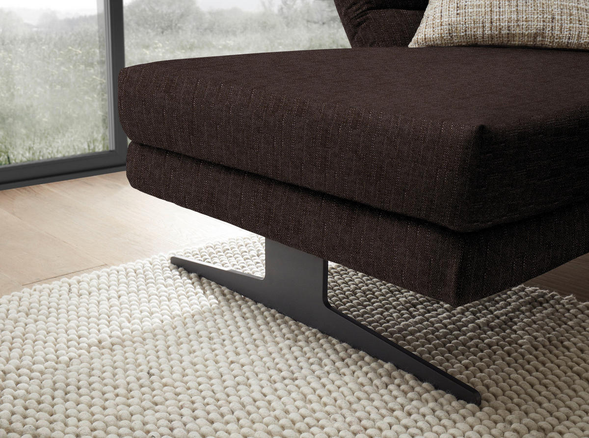 ECKSOFA in Flachgewebe Braun  - Schwarz/Braun, Design, Textil/Metall (176-217/279-327cm) - Dieter Knoll