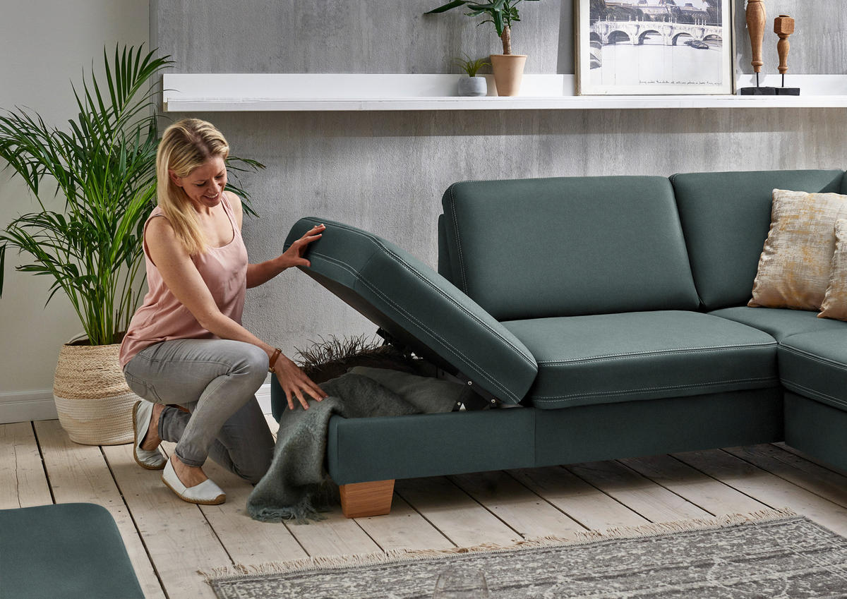 ECKSOFA  in Echtleder Opal  235/274 cm  - Eichefarben/Beige, KONVENTIONELL, Leder/Holzwerkstoff (235/274cm) - Beldomo Premium