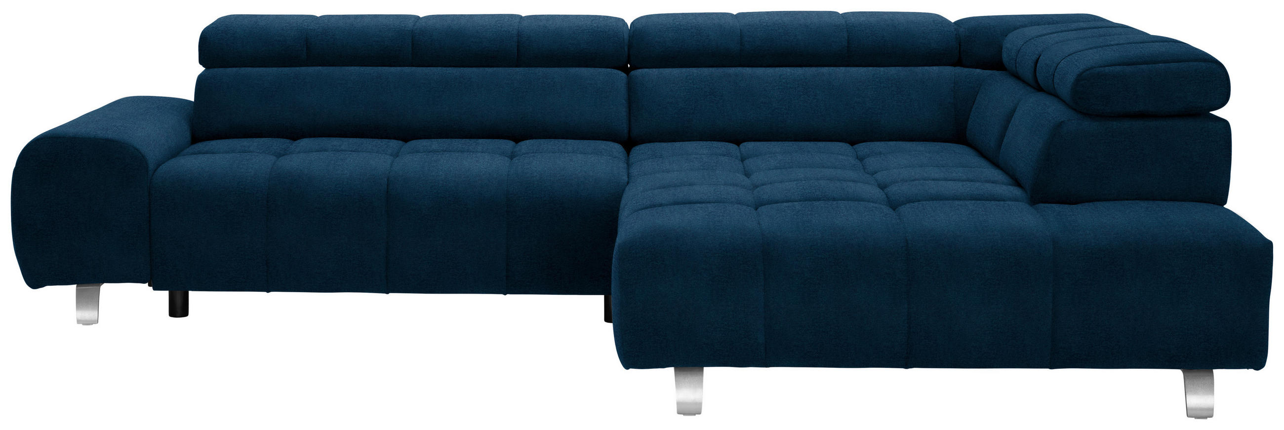 ECKSOFA Blau Webstoff  - Blau/Dunkelgrau, Design, Textil/Metall (295/201cm) - Hom`in