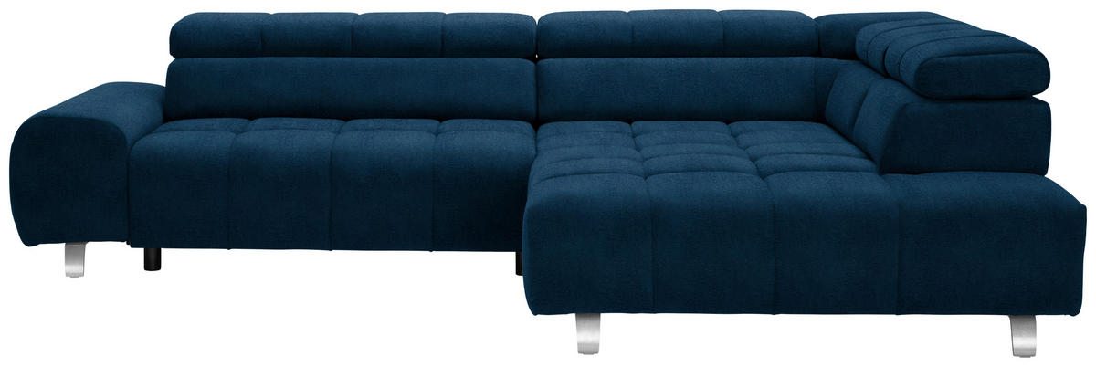 ECKSOFA Blau Webstoff  - Blau/Dunkelgrau, Design, Textil/Metall (295/201cm) - Hom`in