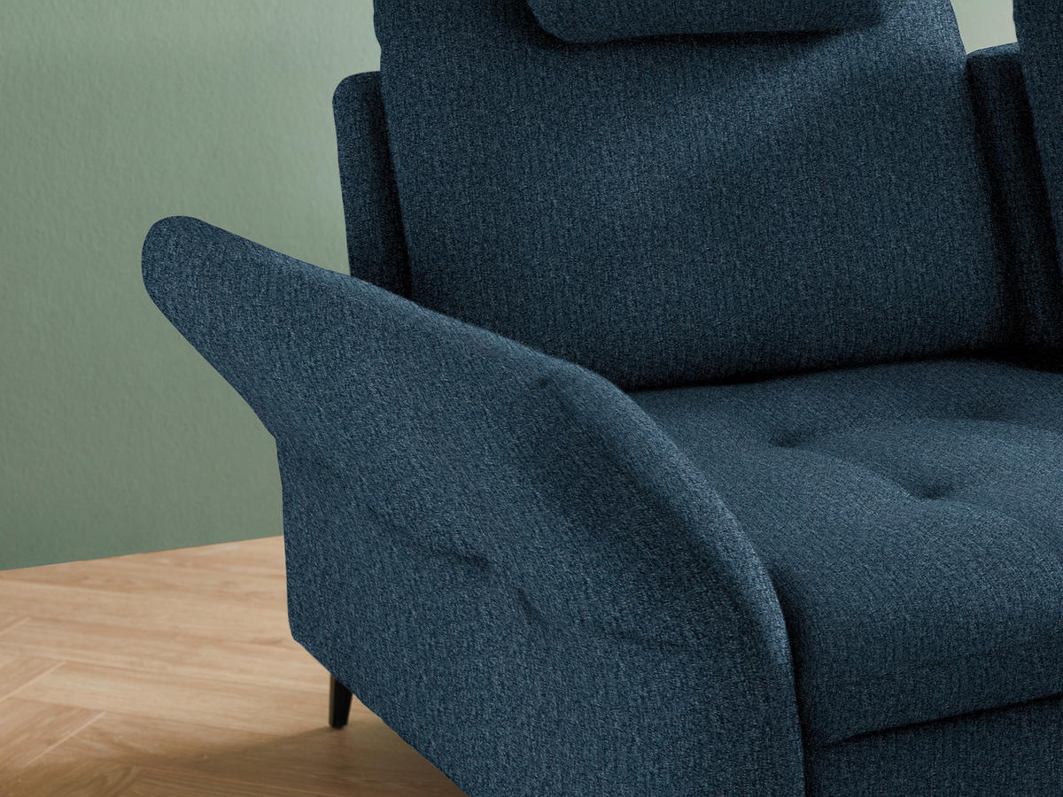 ECKSOFA in Struktur Blau  - Blau/Schwarz, Natur, Textil/Metall (288/233cm) - Valnatura