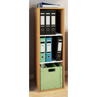 PISARNIŠKI REGAL 35/110/37 cm barve bukve  - bela/barve bukve, Moderno, leseni material (35/110/37cm) - P & B