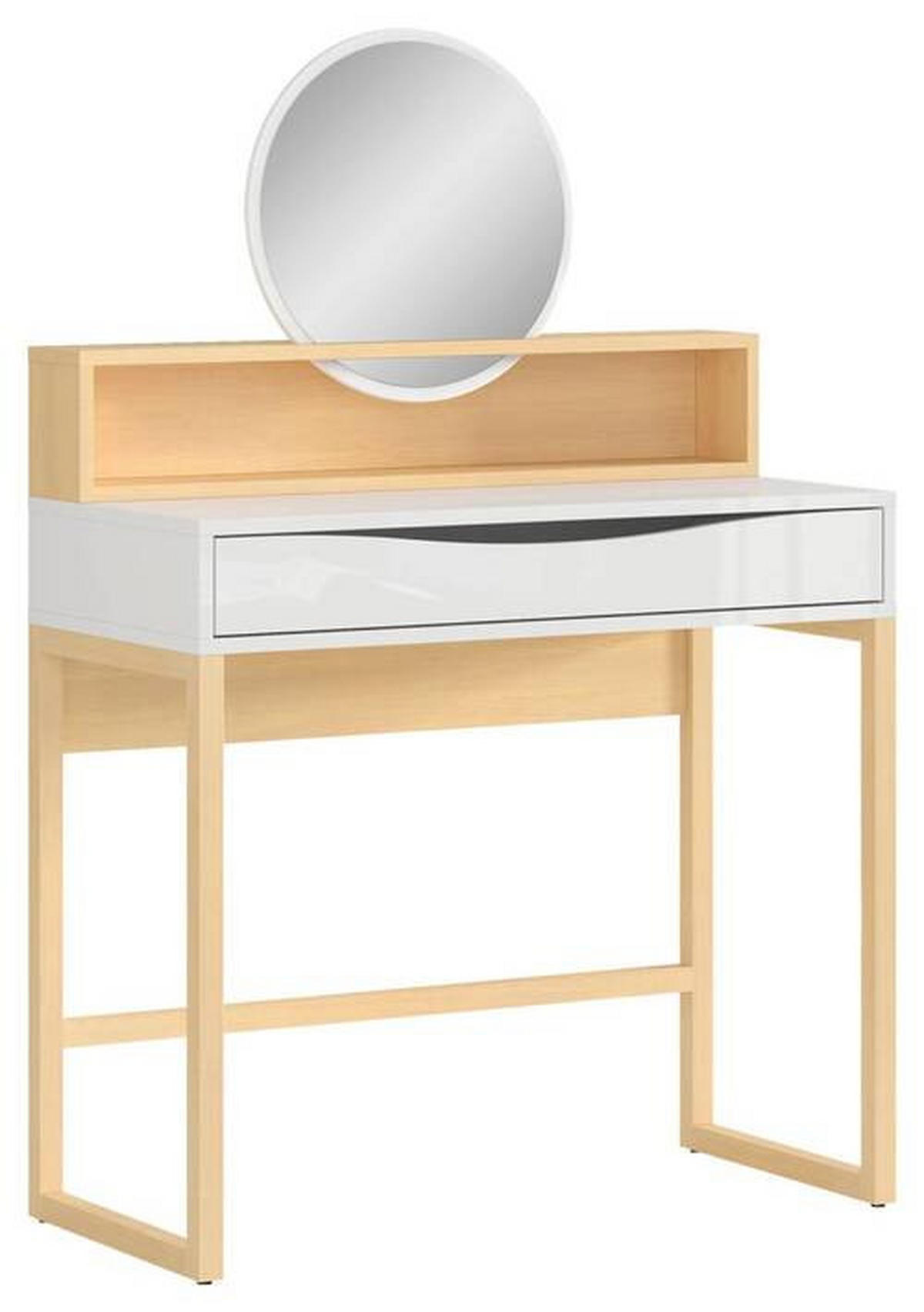 SCHMINKTISCH Weiß, Kieferfarben, Weiß Hochglanz  - Weiß Hochglanz/Weiß, KONVENTIONELL, Holzwerkstoff (85/127,5/40cm) - MID.YOU