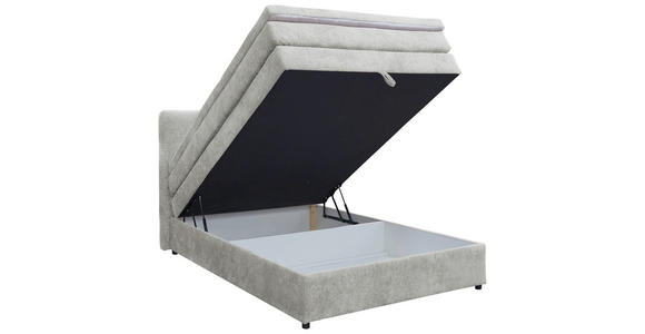 BOXSPRINGBETT 140/200 cm in Hellgrau - Hellgrau/Schwarz, KONVENTIONELL, Kunststoff/Textil (140/200cm) - Carryhome