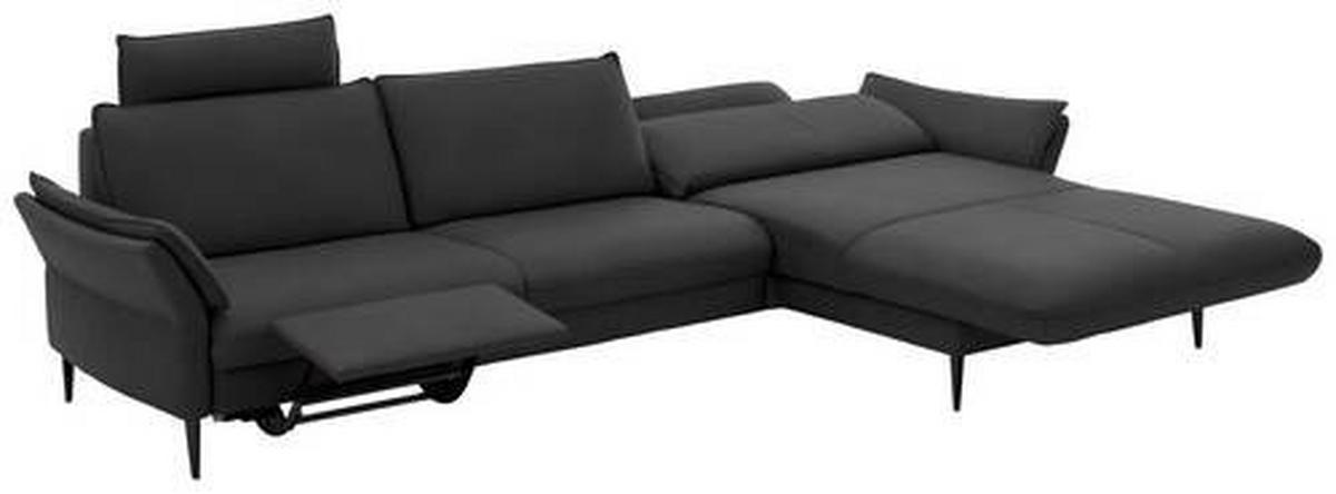 Freisteller von Hukla ECKSOFA Schwarz Echtleder.