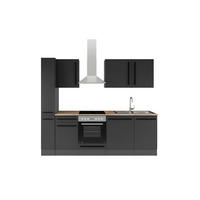 KÜCHENBLOCK 250 cm  in Schwarz  - Eichefarben/Schwarz, LIFESTYLE, Holzwerkstoff/Kunststoff (250cm) - P & B