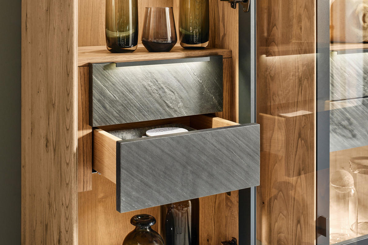 HÄNGEVITRINE Anthrazit, Schieferfarben, Kastanienfarben  47/117,2/39,5 cm  - Kastanienfarben/Schieferfarben, Natur, Glas/Holz (47/117,2/39,5cm) - Valnatura