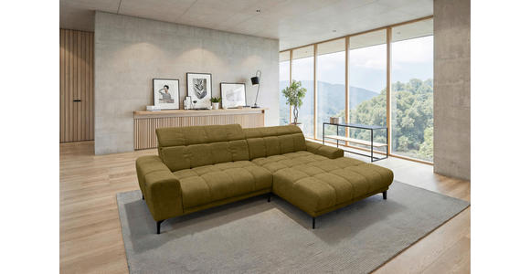 ECKSOFA inkl.Funktionen Olivgrün Chenille  - Schwarz/Olivgrün, MODERN, Textil/Metall (300/195cm) - Xora