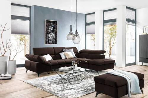 ECKSOFA in Mikrofaser Dunkelbraun  279/210 cm  - Dunkelbraun/Schwarz, Design, Kunststoff/Textil (279/210cm) - Stylife