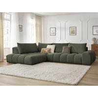 ECKSOFA Ottomane links  EVEREST Grün Flachgewebe  - Schwarz/Grün, MODERN, Kunststoff/Textil (210/352cm)