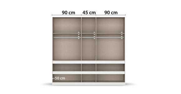 DREHTÜRENSCHRANK  in Weiß  - Weiß, Design, Glas/Holzwerkstoff (226/210/54cm) - Carryhome