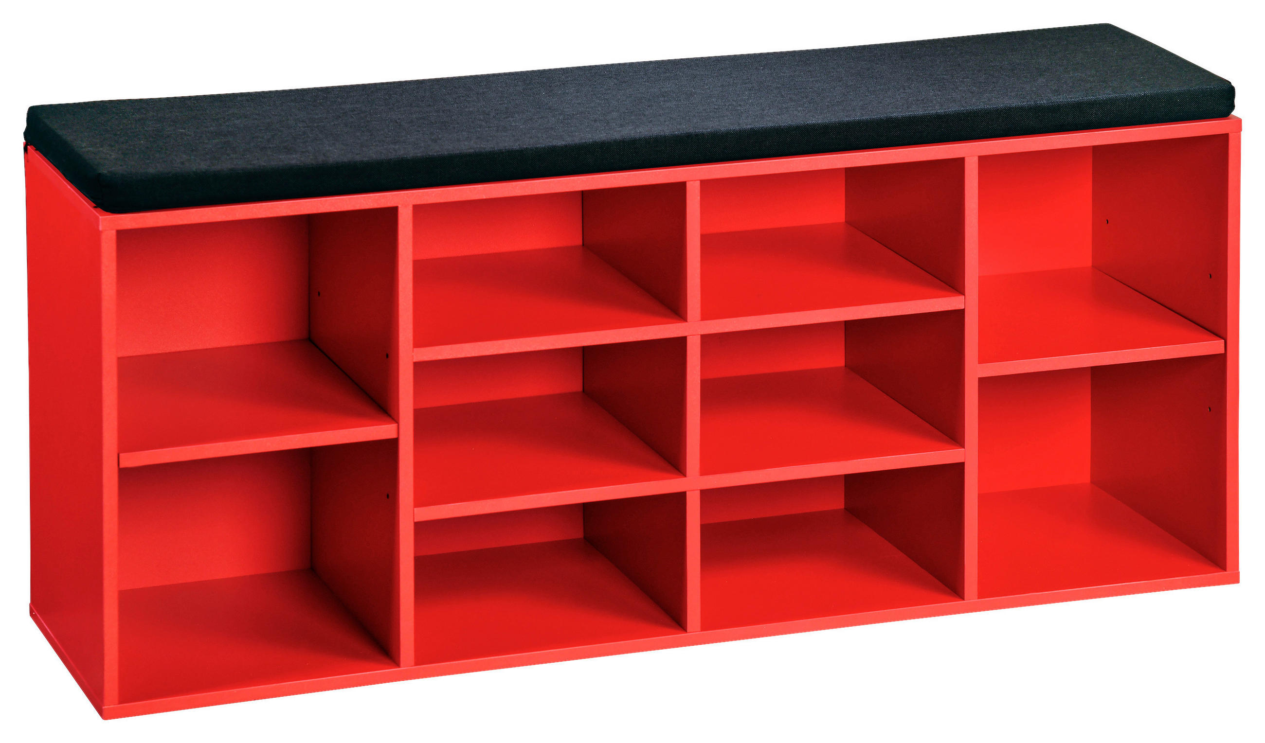 SCHUHREGAL Rot, Schwarz  - Rot/Schwarz, Basics, Holzwerkstoff/Textil (103,5/48/29,5cm) - Kesper