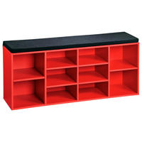 SCHUHREGAL Rot, Schwarz  - Rot/Schwarz, Basics, Holzwerkstoff/Textil (103,5/48/29,5cm) - Kesper