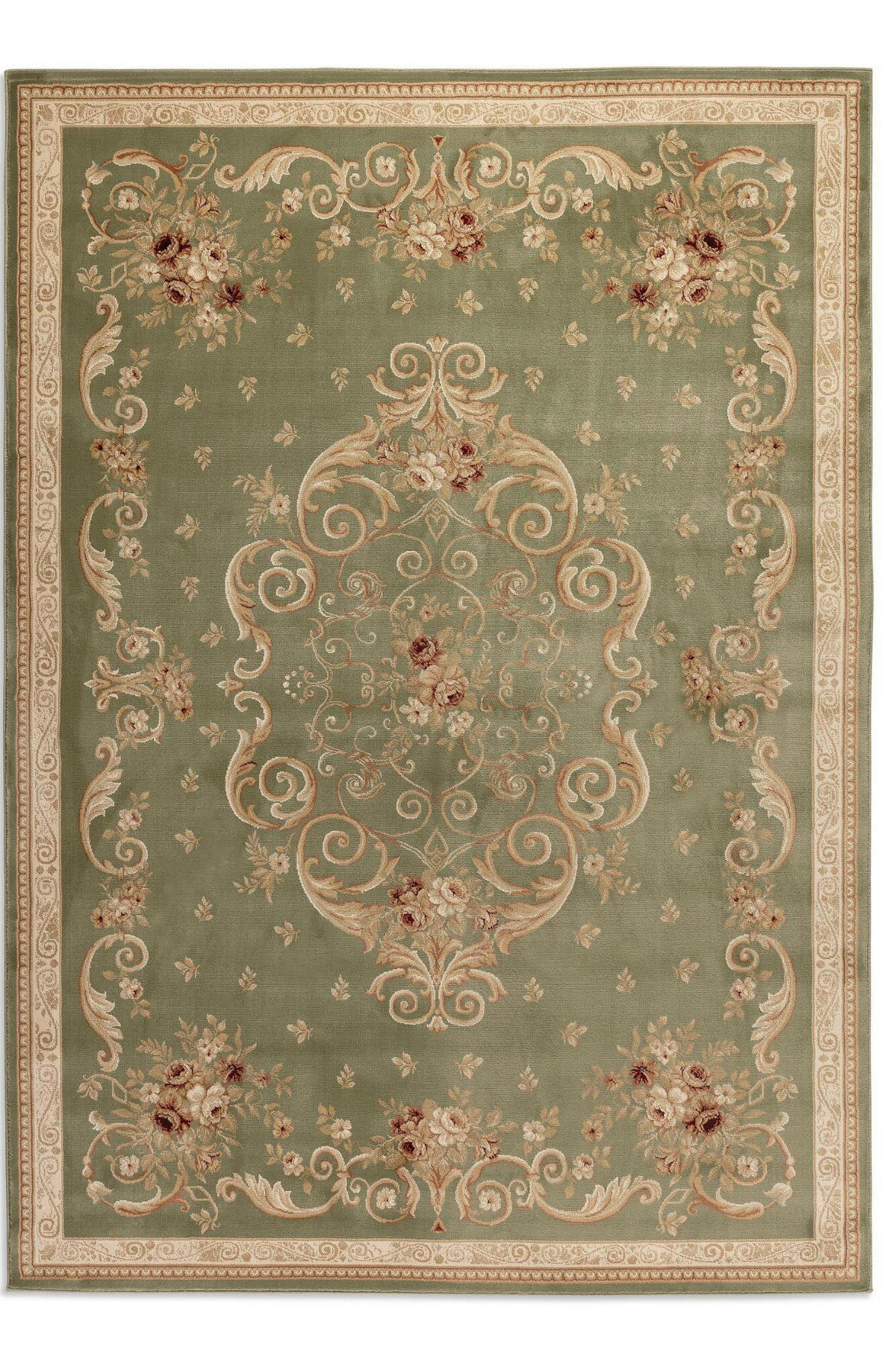 VINTAGE-TEPPICH 80/120 cm Herat Creme, Olivgrün  - Creme/Olivgrün, Basics, Kunststoff/Textil (80/120cm)