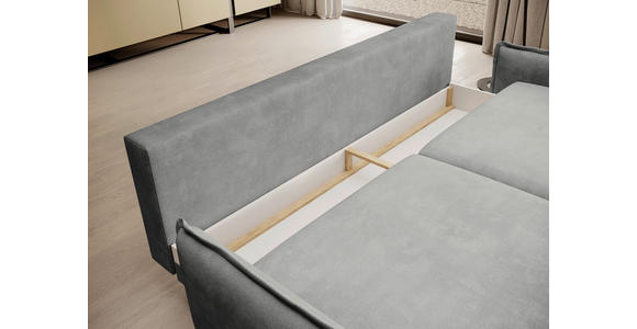 SCHLAFSOFA Chenille Dunkelgrau Rückenkissen, Bettkasten, Schlaffunktion, Rücken echt, Liegefläche im Originalstoff  - Dunkelgrau/Schwarz, KONVENTIONELL, Textil/Metall (223/89/107cm) - Carryhome