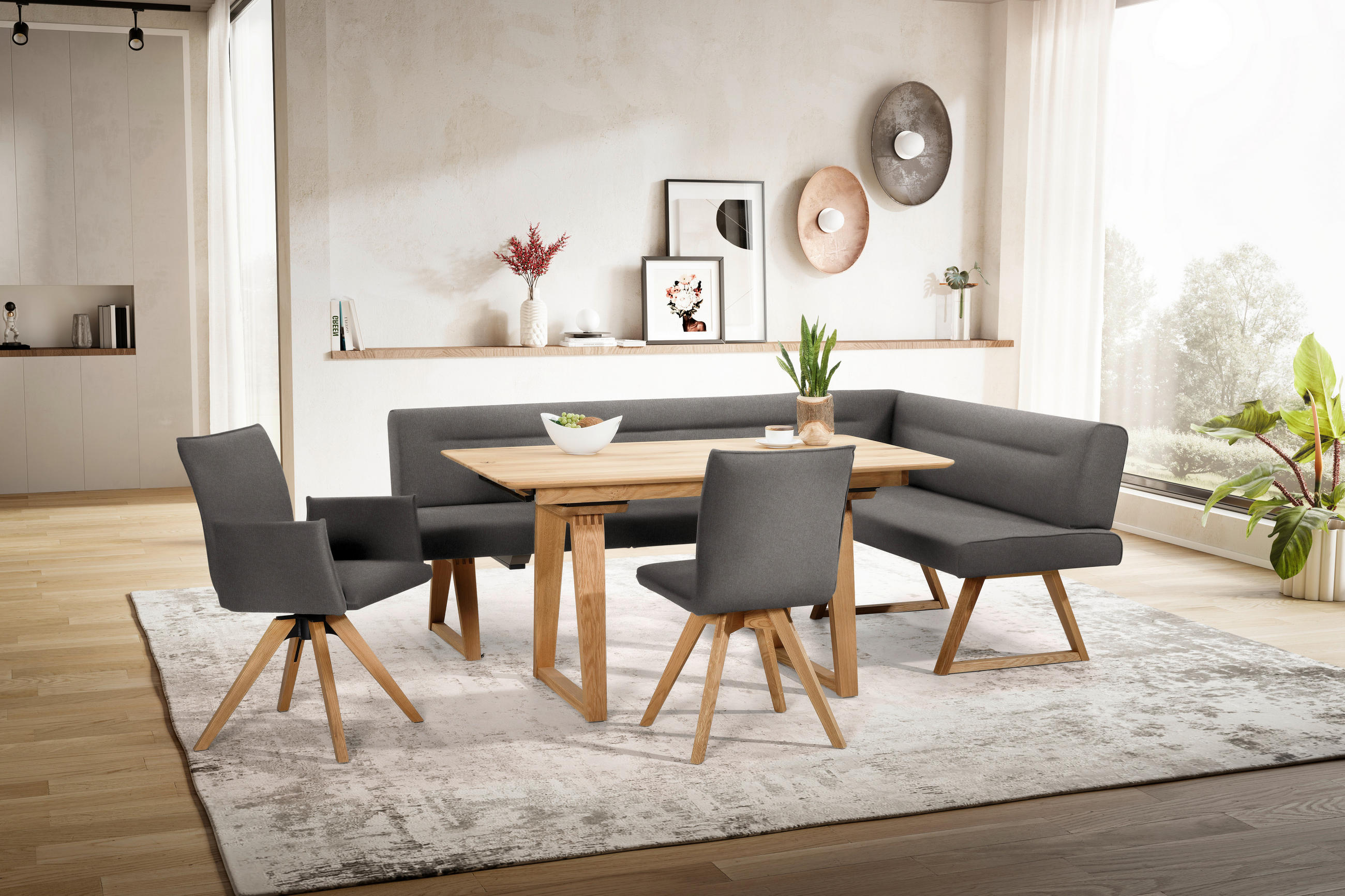 ECKBANK 230/170 cm  in Eichefarben, Dunkelgrau  - Eichefarben/Dunkelgrau, KONVENTIONELL, Holz/Textil (230/170cm) - Moderano