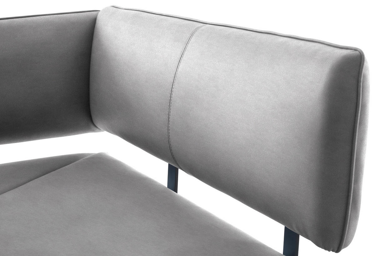 ECKBANK 190/150 cm  in Schwarz, Hellgrau  - Hellgrau/Schwarz, MODERN, Textil/Metall (190/150cm) - Cantus