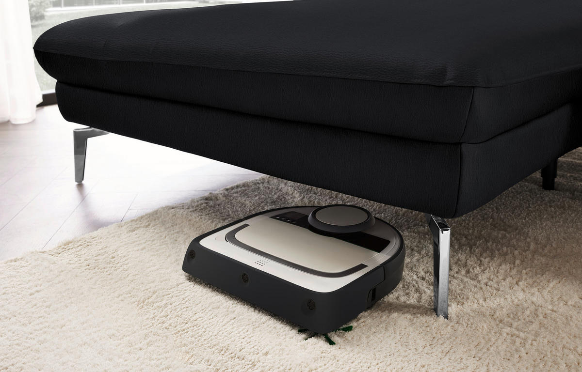ECKSOFA in Echtleder Anthrazit  - Anthrazit/Schwarz, Design, Leder/Metall (157/325cm) - Dieter Knoll