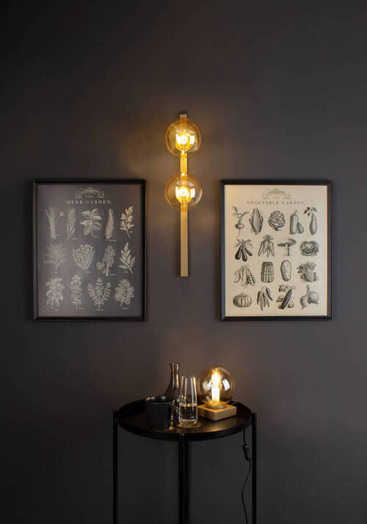 WANDLEUCHTE 60/14/16,5 cm   - Goldfarben/Bernsteinfarben, Design, Glas/Metall (60/14/16,5cm)