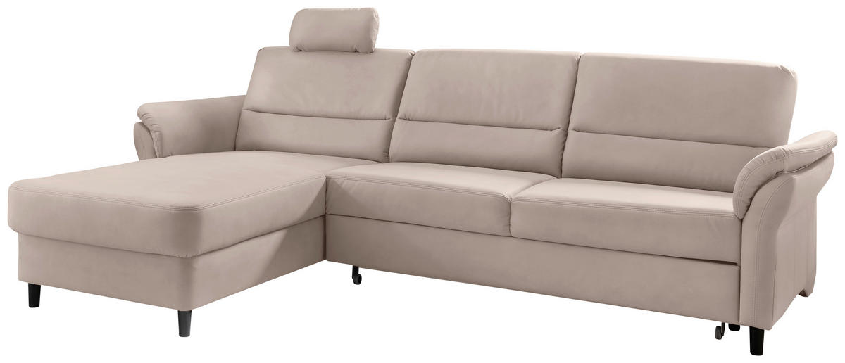 ECKSOFA in Lederlook Beige  - Beige/Schwarz, Modern, Holz/Textil (176/279cm) - Livetastic