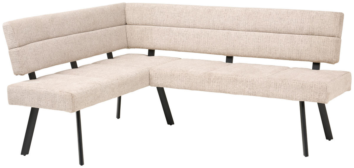 ECKBANK 150/190 cm Webstoff Beige   - Beige/Schwarz, KONVENTIONELL, Textil/Metall (150/190cm) - MID.YOU