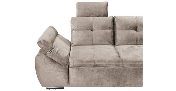 ECKSOFA  in Mikrovelours Creme  - Creme/Schwarz, KONVENTIONELL, Kunststoff/Textil (275/170cm) - Carryhome